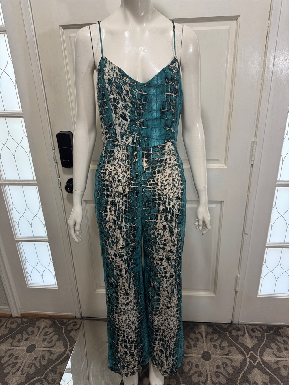 June & Hudson Size M Jump Suit Animal Print Green Beige Women Romper Stylish A3